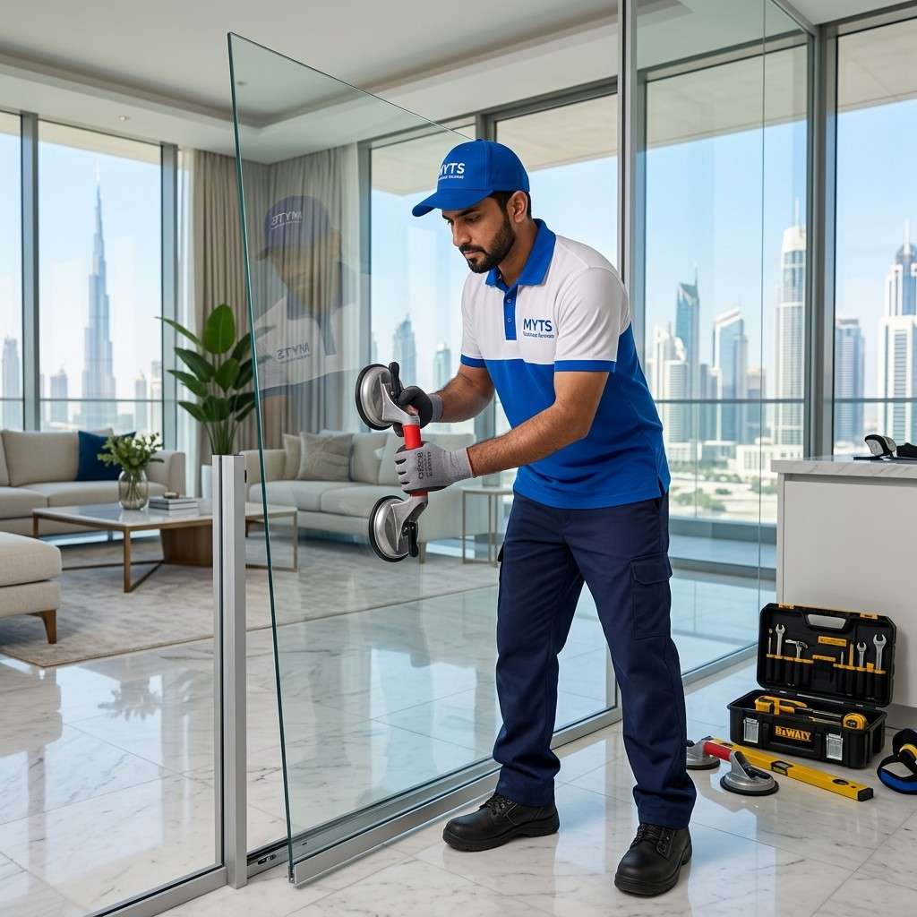 Professional glass repair and replacement services in Dubai by MYTS Technical Services for homes, offices, and commercial spaces.