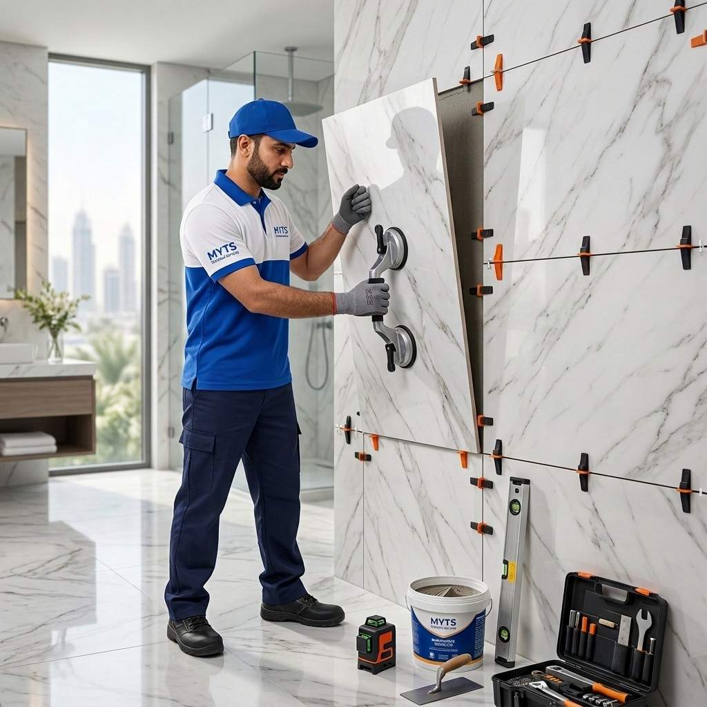 Tiling Works 14 Wall tiling services in Dubai by MYTS Technical Services professional tile installation