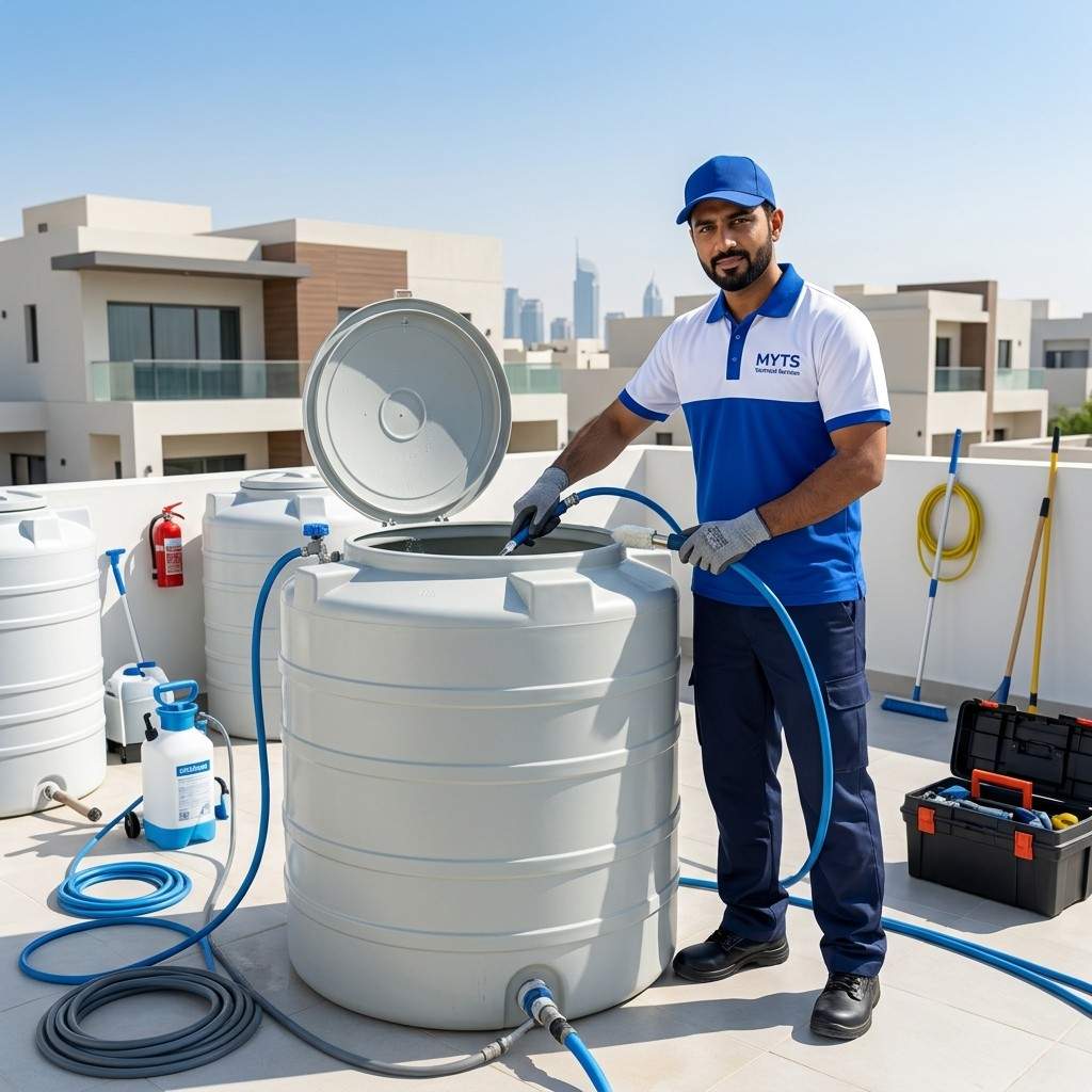 Professional water tank cleaning services in Dubai by expert technicians ensuring clean and safe water storage.