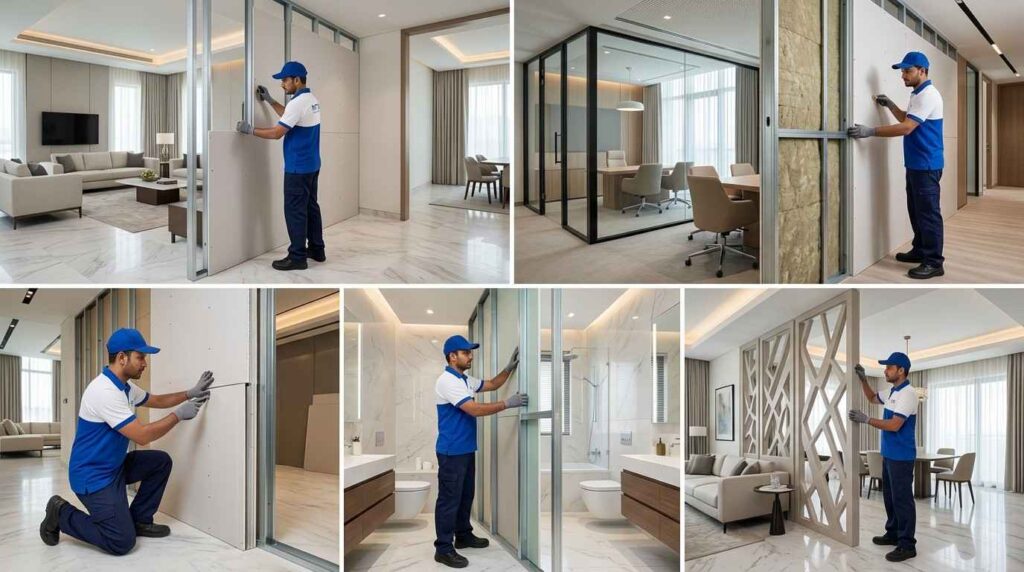 Gypsum Partition Services in Dubai for Homes & Offices 2 Gypsum wall partition for a modern Dubai villa