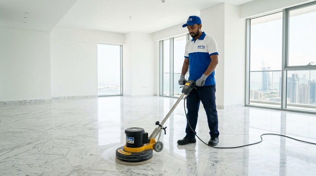 Best Marble Polishing Company in Dubai, Professional Marble Restoration Services 1 Marble floor polishing services in Dubai by professional technicians