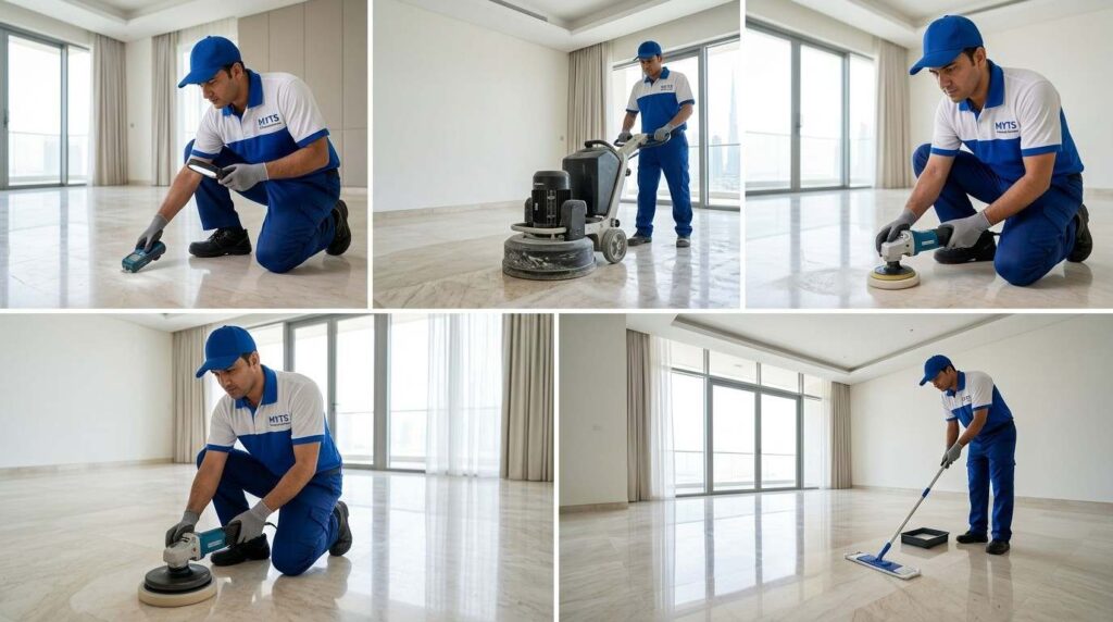 Marble Polishing Company in Dubai, Professional Marble Floor Restoration Services 2 Marble polishing services for floors in Dubai