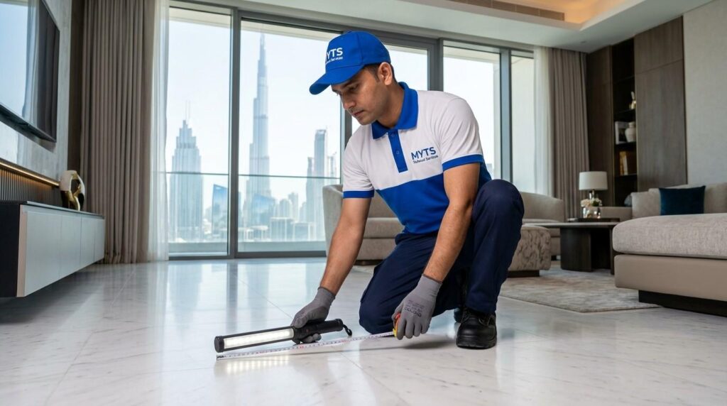 Marble Polishing in Dubai, Professional Floor Restoration Services 2 Marble restoration and polishing experts in Dubai repairing scratched and dull marble floors.