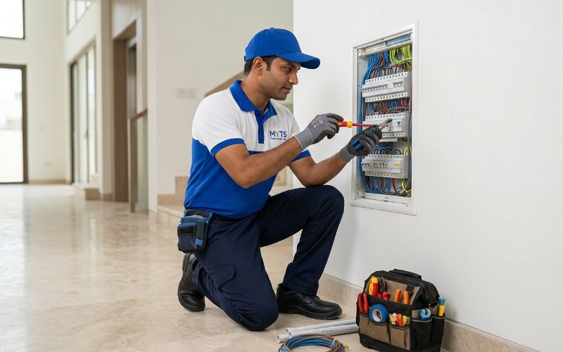Home 29 Professional electrician installing electrical wiring in a Dubai property